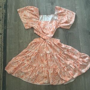 Flowy Orange & White Summer Dress